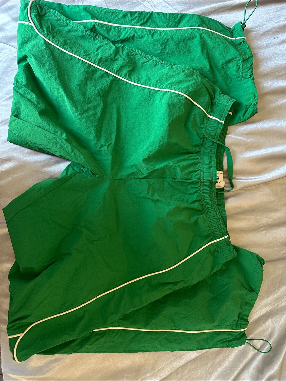BDG Green Track Joggers with White Piping